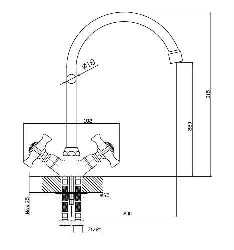 Смеситель для кухни Agger Retro-X A1700000 Смеситель для кухни Agger Retro-X A1700000