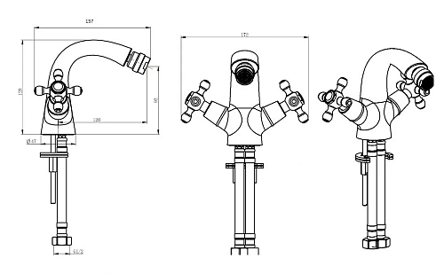 Смеситель для биде Boheme Tradizionale Cromo 276 Смеситель для биде Boheme Tradizionale Cromo 276