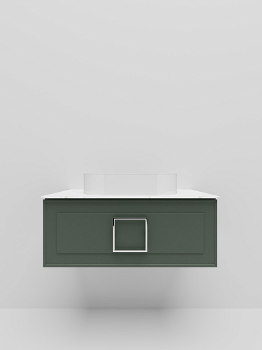 Тумба под раковину La Fenice Cubo Grigio 80 NFNC-01-CUB-G-80-2-GG серо-зеленая матовая с белой ручкой и белой столешницей Тумба под раковину La Fenice Cubo Grigio 80 NFNC-01-CUB-G-80-2-GG серо-зеленая матовая с белой ручкой и белой столешницей