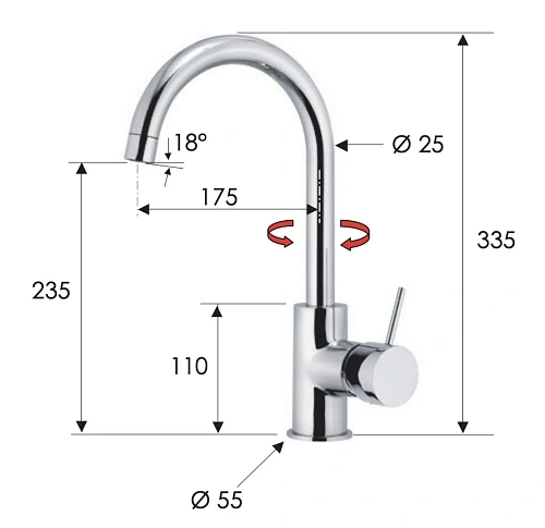 Смеситель для кухни Remer X Style X72 Смеситель для кухни Remer X Style X72