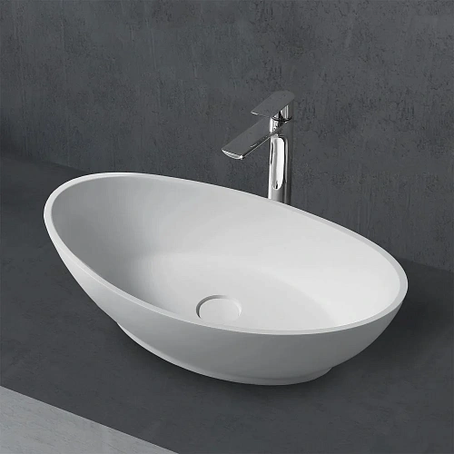 Раковина ABBER Stein AS2610 накладная, белая матовая Раковина ABBER Stein AS2610 накладная, белая матовая