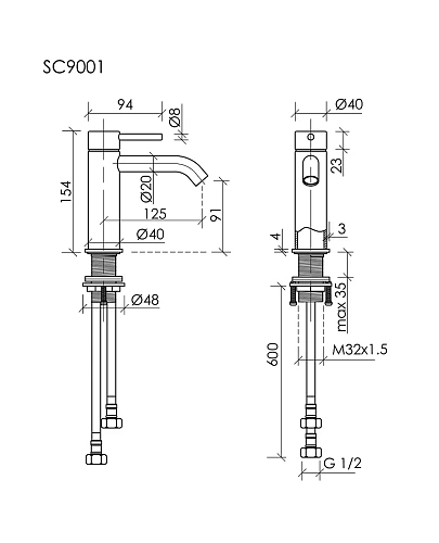 Смеситель для раковины Sancos Etna SC9001MB черный матовый Смеситель для раковины Sancos Etna SC9001MB черный матовый