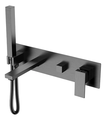 Смеситель для ванны Boheme Qubic Matt Gun Metal 474-2-GM встроенный Смеситель для ванны Boheme Qubic Matt Gun Metal 474-2-GM встроенный