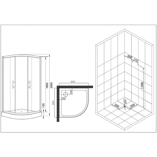 Душевой уголок Esbano (ESUGR8005) ESR-8005 80x80x200 Душевой уголок Esbano (ESUGR8005) ESR-8005 80x80x200