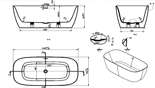 Ванна отдельностоящая ART&MAX Verona AM-VER-1500-750 акриловая Ванна отдельностоящая ART&MAX Verona AM-VER-1500-750 акриловая