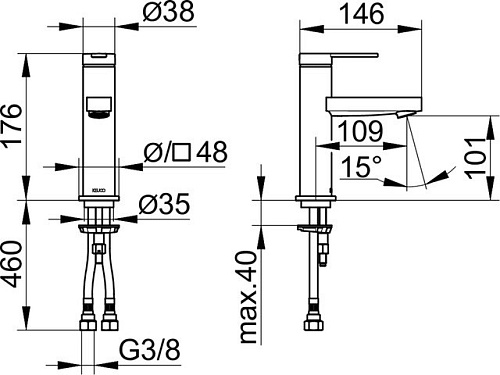 Смеситель для раковины 100 Keuco IXMO FLAT 59502013100 Смеситель для раковины 100 Keuco IXMO FLAT 59502013100