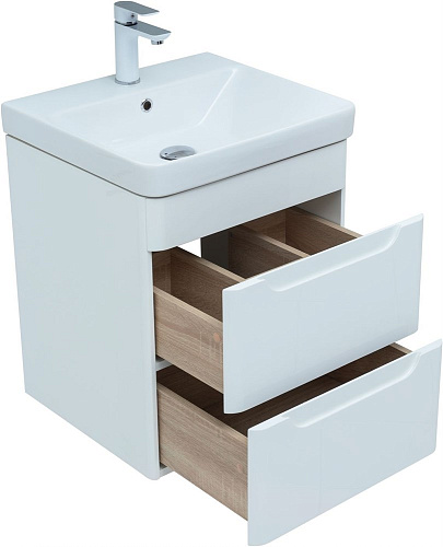 Тумба под раковину Aquanet София 50 белый глянец (2 ящика) 00274171 Тумба под раковину Aquanet София 50 белый глянец (2 ящика) 00274171