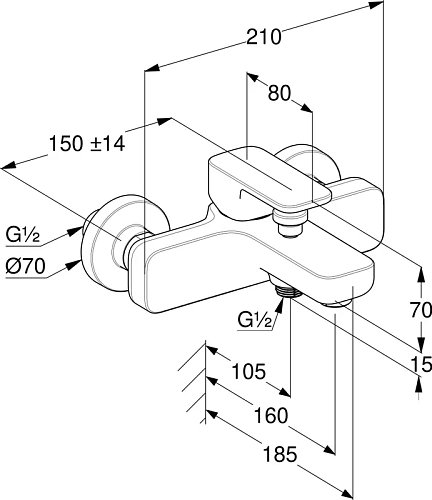 Смеситель для ванны Kludi RENON 426910575 хром Смеситель для ванны Kludi RENON 426910575 хром