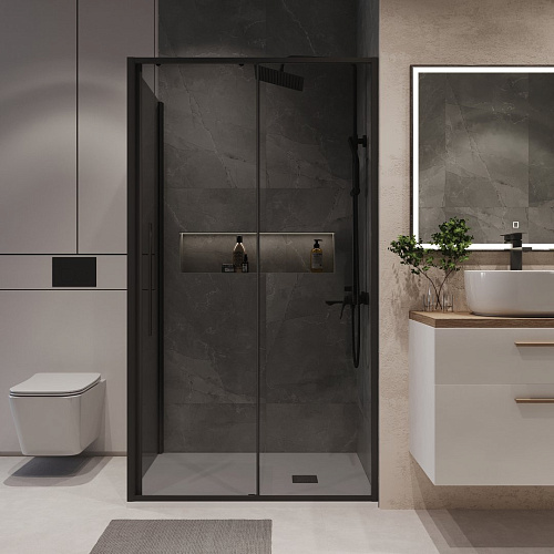 Душевой уголок Niagara Nova NG-85-14TB-TB80-34 (140x80x195) прямоуг, раздвижн, черный матов., стекло тонированное Душевой уголок Niagara Nova NG-85-14TB-TB80-34 (140x80x195) прямоуг, раздвижн, черный матов., стекло тонированное