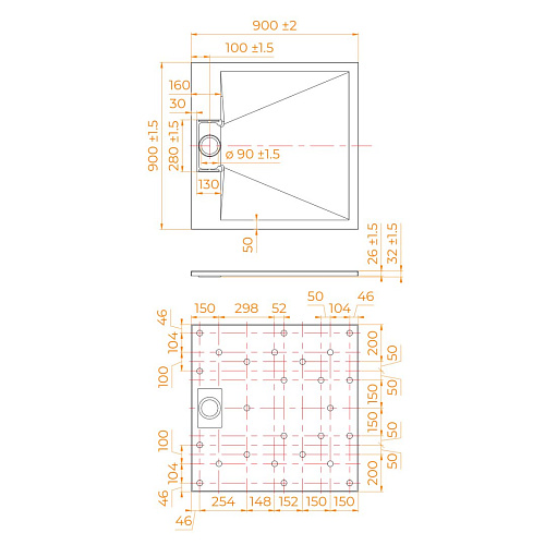 Душевой поддон RGW SMC TUS-W 900x900 мм 55370199-01 квадратный белый Душевой поддон RGW SMC TUS-W 900x900 мм 55370199-01 квадратный белый