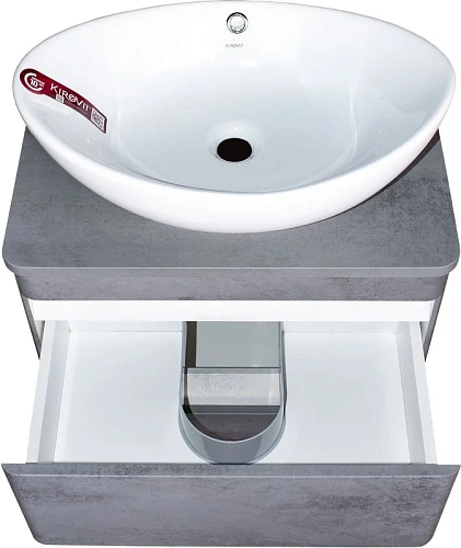 Тумба под раковину Style Line Атлантика 60, Люкс бетон темный, (2 ящ.), со столешницей, PLUS СС-00002279 Тумба под раковину Style Line Атлантика 60, Люкс бетон темный, (2 ящ.), со столешницей, PLUS СС-00002279