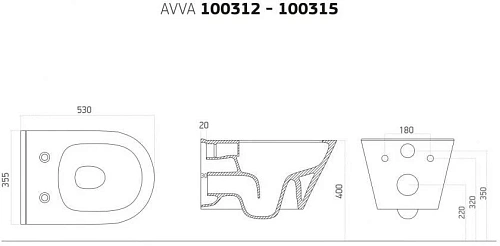 Унитаз подвесной Boheme Avva 972-MW белый матовый без сиденья Унитаз подвесной Boheme Avva 972-MW белый матовый без сиденья