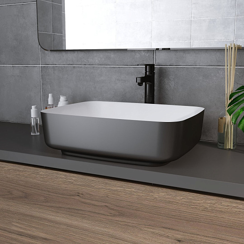 Раковина GROSSMAN Color GR-4043BW (505x390x140) черная белая внутри Раковина GROSSMAN Color GR-4043BW (505x390x140) черная белая внутри