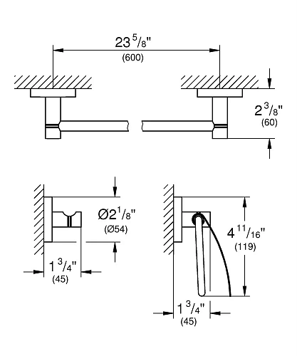 Комплект аксессуаров GROHE Essentials, никель матовый (40775EN1) Комплект аксессуаров GROHE Essentials, никель матовый (40775EN1)