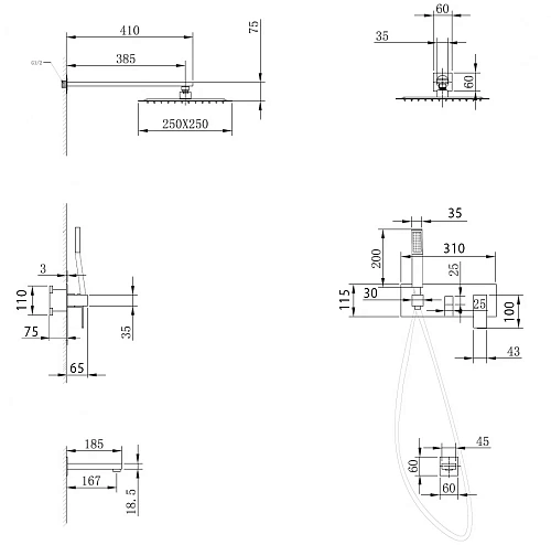 Душевая система ABBER Daheim AF8217W скрытого монтажа с изливом, белая матовая Душевая система ABBER Daheim AF8217W скрытого монтажа с изливом, белая матовая