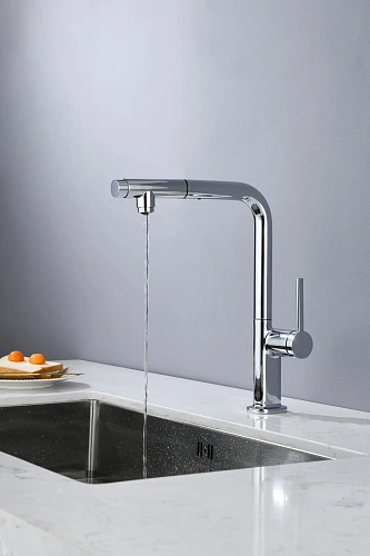 Смеситель для кухни AQUAme Cucina AQM9903CR с выдвижным изливом, с подключением к фильтру с питьевой водой, хром Смеситель для кухни AQUAme Cucina AQM9903CR с выдвижным изливом, с подключением к фильтру с питьевой водой, хром