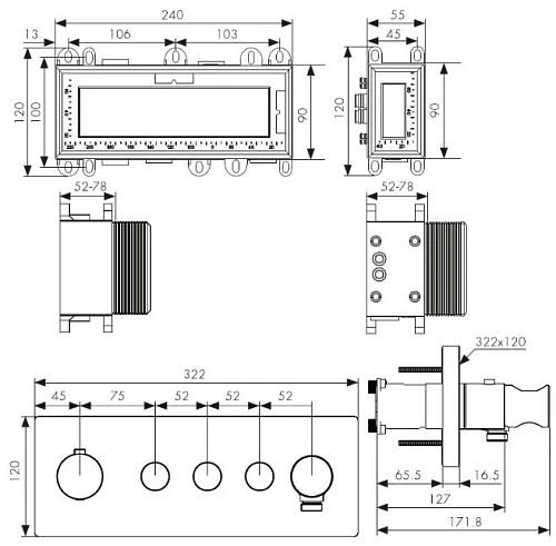 Смеситель для душа Kaiser Sano с термостатом для скрытого монтажа хром 08677 Смеситель для душа Kaiser Sano с термостатом для скрытого монтажа хром 08677