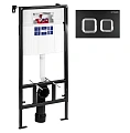 Инсталляция для унитаза BETTOSERB SAVA FIX SLIM SET40006487 с клавишей смыва SMART черный матовый/хром Инсталляция для унитаза BETTOSERB SAVA FIX SLIM SET40006487 с клавишей смыва SMART черный матовый/хром