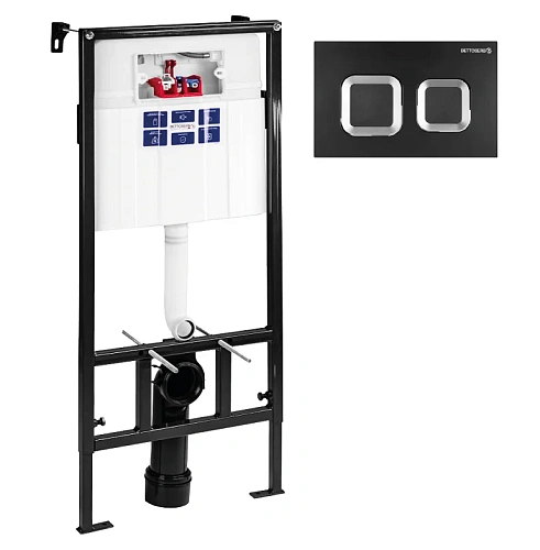 Инсталляция для унитаза BETTOSERB SAVA FIX SLIM SET40006487 с клавишей смыва SMART черный матовый/хром Инсталляция для унитаза BETTOSERB SAVA FIX SLIM SET40006487 с клавишей смыва SMART черный матовый/хром