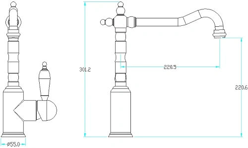 Смеситель для кухни Boheme TRADIZIONALE CHROMO 103-BL с черной керамикой Смеситель для кухни Boheme TRADIZIONALE CHROMO 103-BL с черной керамикой