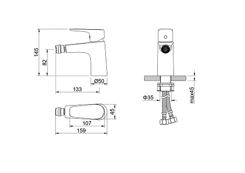 Смеситель для биде Aquatek БЕТТА AQ1118MB Черный матовый Смеситель для биде Aquatek БЕТТА AQ1118MB Черный матовый