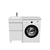 Картинка анонса товара «тумба с раковиной iddis optima home 110 см (oph11lbi95k) напольная для стиральной машины с ящиками, »