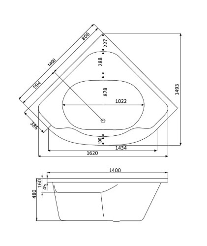 Акриловая ванна Santek Мелвилл 140х140 симметричная белая 1WH302402 1.WH30.2.402 Акриловая ванна Santek Мелвилл 140х140 симметричная белая 1WH302402 1.WH30.2.402