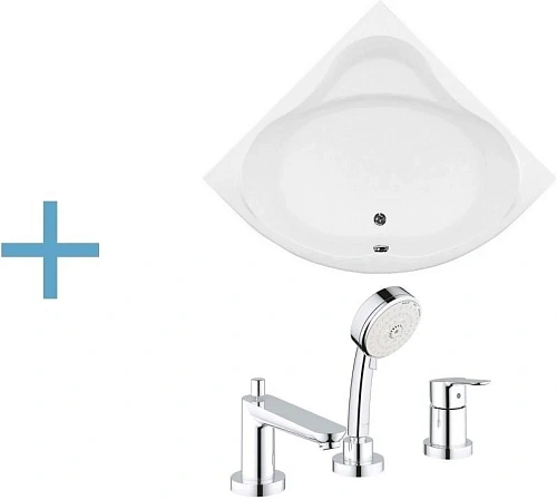 Акриловая ванна Aquanet Palau 140x140 (каркас + смеситель Grohe BauEdge 2511700A) 00204021 + 00156297 + 00240613 Акриловая ванна Aquanet Palau 140x140 (каркас + смеситель Grohe BauEdge 2511700A) 00204021 + 00156297 + 00240613