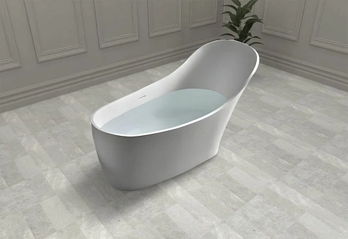 Ванна отдельностоящая ABBER AS9618 169x75 универсальная, белая матовая, искусственный камень Ванна отдельностоящая ABBER AS9618 169x75 универсальная, белая матовая, искусственный камень