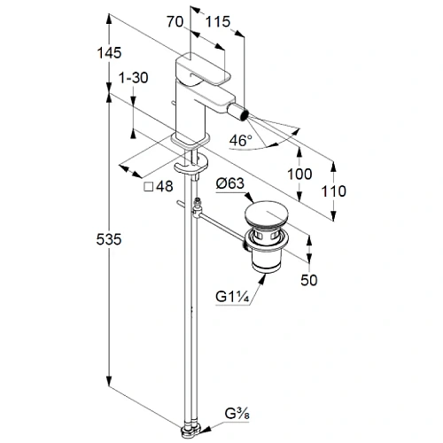 Смеситель для биде Kludi RENON 422163975 черный матовый Смеситель для биде Kludi RENON 422163975 черный матовый