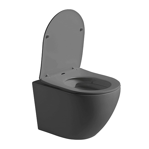 Унитаз подвесной Vincea Globo VT1-14SMA безободковый, цвет антрацит мат., ультратонкое сиденье soft- Унитаз подвесной Vincea Globo VT1-14SMA безободковый, цвет антрацит мат., ультратонкое сиденье soft-