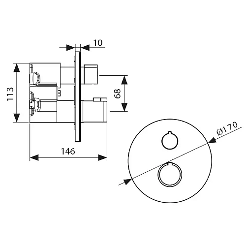 Смеситель для душа Kaiser Areva 08077 скрытый монтаж с термостатом, хром Смеситель для душа Kaiser Areva 08077 скрытый монтаж с термостатом, хром