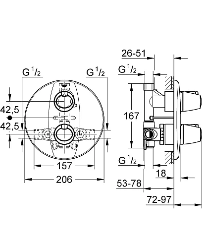 Смеситель для душа GROHE Grohtherm 3000, хром (19255000) внешняя часть термостата Смеситель для душа GROHE Grohtherm 3000, хром (19255000) внешняя часть термостата