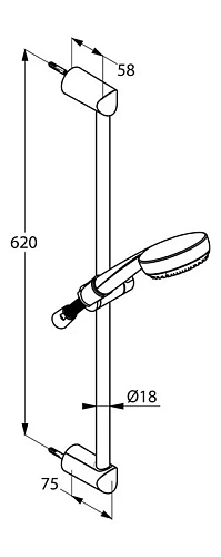 Душевой гарнитур Kludi Logo 3S 6836305-00, длина штанги 60 см, держатель хромированный пластик, цвет Душевой гарнитур Kludi Logo 3S 6836305-00, длина штанги 60 см, держатель хромированный пластик, цвет