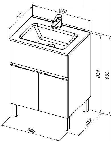 Тумба под раковину Aquanet Алвита New 60 1 ящик, 2 дверцы, дуб веллингтон белый 00277549 Тумба под раковину Aquanet Алвита New 60 1 ящик, 2 дверцы, дуб веллингтон белый 00277549