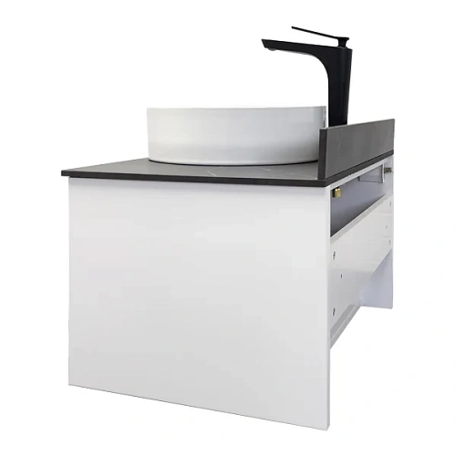 Тумба с раковиной Comforty Марсель-75 00-00012270 белая матовая со столешницей под черный мрамор c раковиной Comforty 9110 Тумба с раковиной Comforty Марсель-75 00-00012270 белая матовая со столешницей под черный мрамор c раковиной Comforty 9110