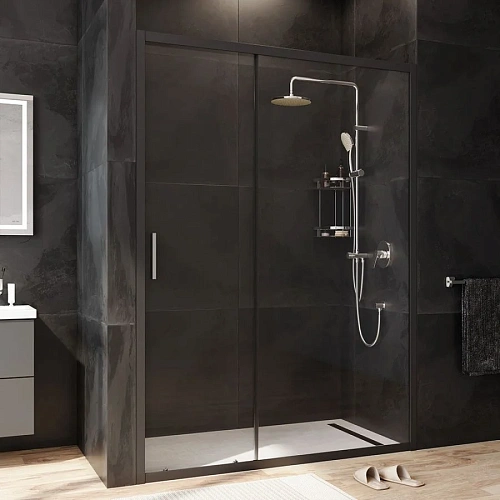 Душевая дверь AM.PM Gem W90G-140-1-195BT 140х195, стекло прозрачное, профиль черный матовый Душевая дверь AM.PM Gem W90G-140-1-195BT 140х195, стекло прозрачное, профиль черный матовый