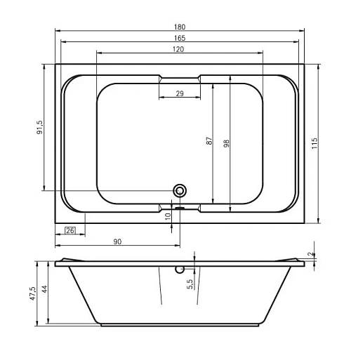 Акриловая ванна Riho Sobek BB2800500000000 180х115 Акриловая ванна Riho Sobek BB2800500000000 180х115