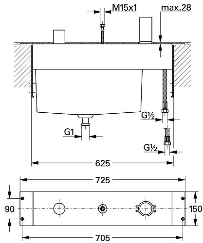 Скрытая часть смесителья GROHE на 3 отверстия для монтажа на бортик ванны, однорычажный (33339000) Скрытая часть смесителья GROHE на 3 отверстия для монтажа на бортик ванны, однорычажный (33339000)