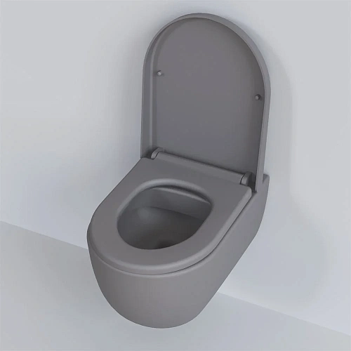 Унитаз подвесной Abner 103T20301R (545x360x330) матовый серый безободковый с толстой крышкой 103T20301R-102T20301 Унитаз подвесной Abner 103T20301R (545x360x330) матовый серый безободковый с толстой крышкой 103T20301R-102T20301