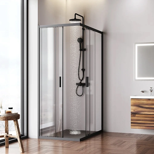Душевой уголок AM.PM Gem W90G-403-120280-BT раздвижные двери 120x80 профиль черный матовый, стекло прозрачное Душевой уголок AM.PM Gem W90G-403-120280-BT раздвижные двери 120x80 профиль черный матовый, стекло прозрачное
