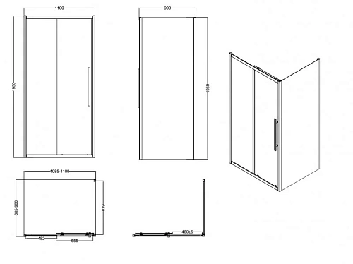 Душевой уголок Esbano FLEX (ESOGF119PSGM) ESF-119PS-GM 110x90x195 Душевой уголок Esbano FLEX (ESOGF119PSGM) ESF-119PS-GM 110x90x195
