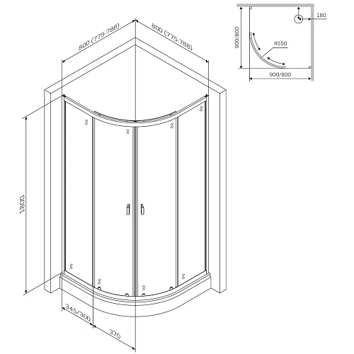 Душевой уголок AM.PM X-Joy W88G-205-080MT64 Twin Slide, 80x80, профиль хром матовый Душевой уголок AM.PM X-Joy W88G-205-080MT64 Twin Slide, 80x80, профиль хром матовый