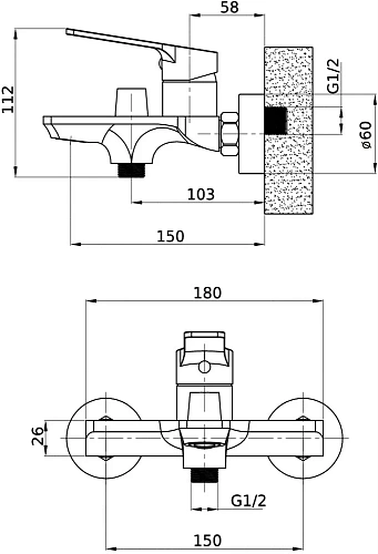 Смеситель для ванны STWORKI Монтре MO-02cr 550772 Смеситель для ванны STWORKI Монтре MO-02cr 550772