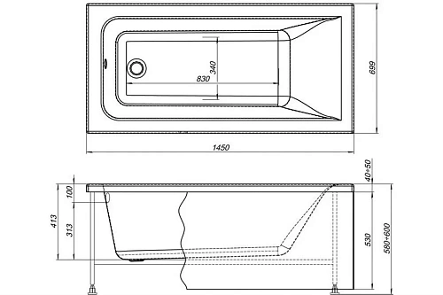 Акриловая ванна Aquanet Bright 145x70 00239593 Акриловая ванна Aquanet Bright 145x70 00239593