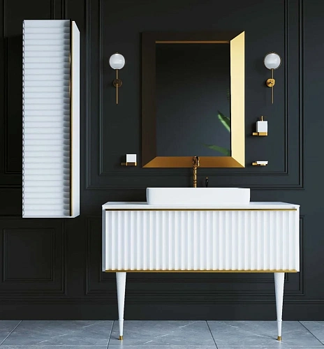 Шкаф-пенал Armadi Art Canale 846-WG белый+золото без ножек Шкаф-пенал Armadi Art Canale 846-WG белый+золото без ножек