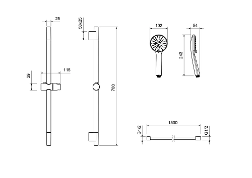 Душевой гарнитур Aquatek БЕТТА AQ2017CR Хром Душевой гарнитур Aquatek БЕТТА AQ2017CR Хром