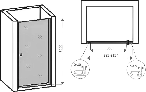 Душевая дверь Parly DE90B 90x185 Душевая дверь Parly DE90B 90x185