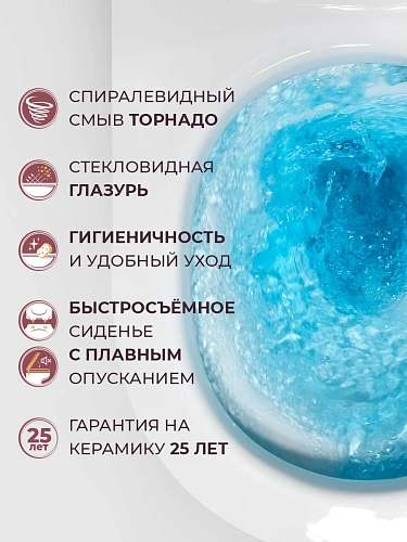 Унитаз подвесной CEZARES STYLUS-TOR CZR-546-TH-TOR/SC безободковый с сиденьем и смывом TORNADO Унитаз подвесной CEZARES STYLUS-TOR CZR-546-TH-TOR/SC безободковый с сиденьем и смывом TORNADO