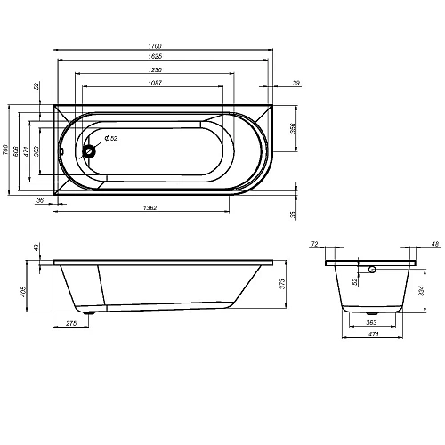 Акриловая ванна AM.PM X-Joy W94A-170L70W-A угловая левосторонняя 170x70 см Акриловая ванна AM.PM X-Joy W94A-170L70W-A угловая левосторонняя 170x70 см